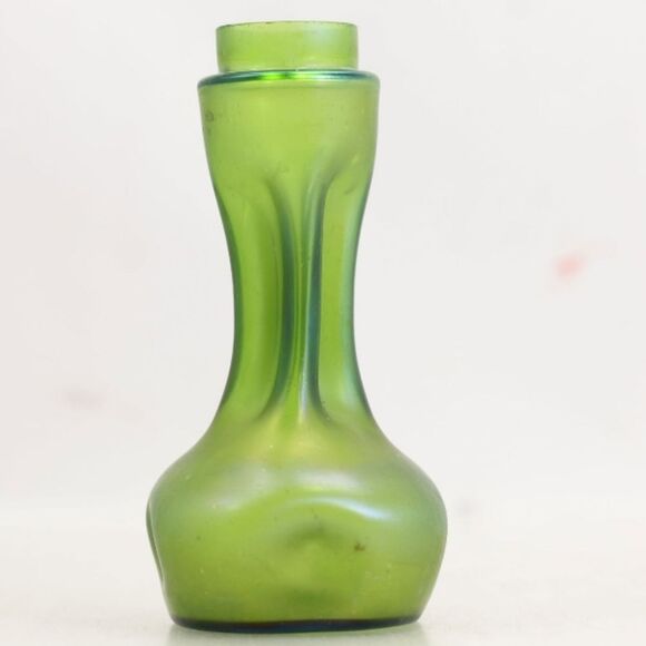 Antique Loetz Austrian Green Art  Glass Unique Deco 20s Vase 6.6 Inch - Picture 12 of 12